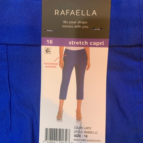 Rafaela Stretch Capri Pants size 16 NWT blue - Picture 2 of 5